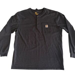 Carhartt Men's XL Dark Gray Original Fit Long Sleeve Quarter Button Shirt